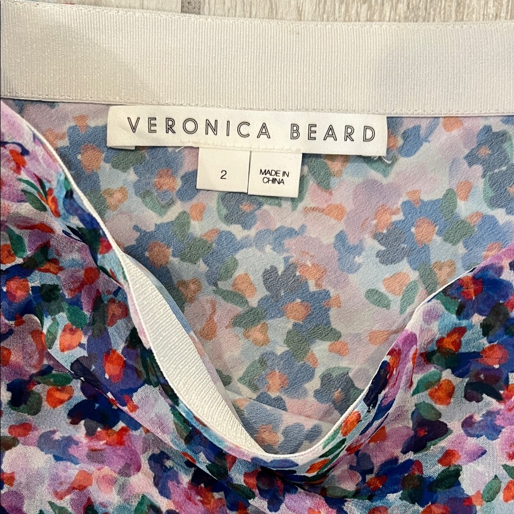 Veronica Beard Skirt Floral Spencer Side Ruffles in Multi-Color-100%Silk - Picture 7 of 11